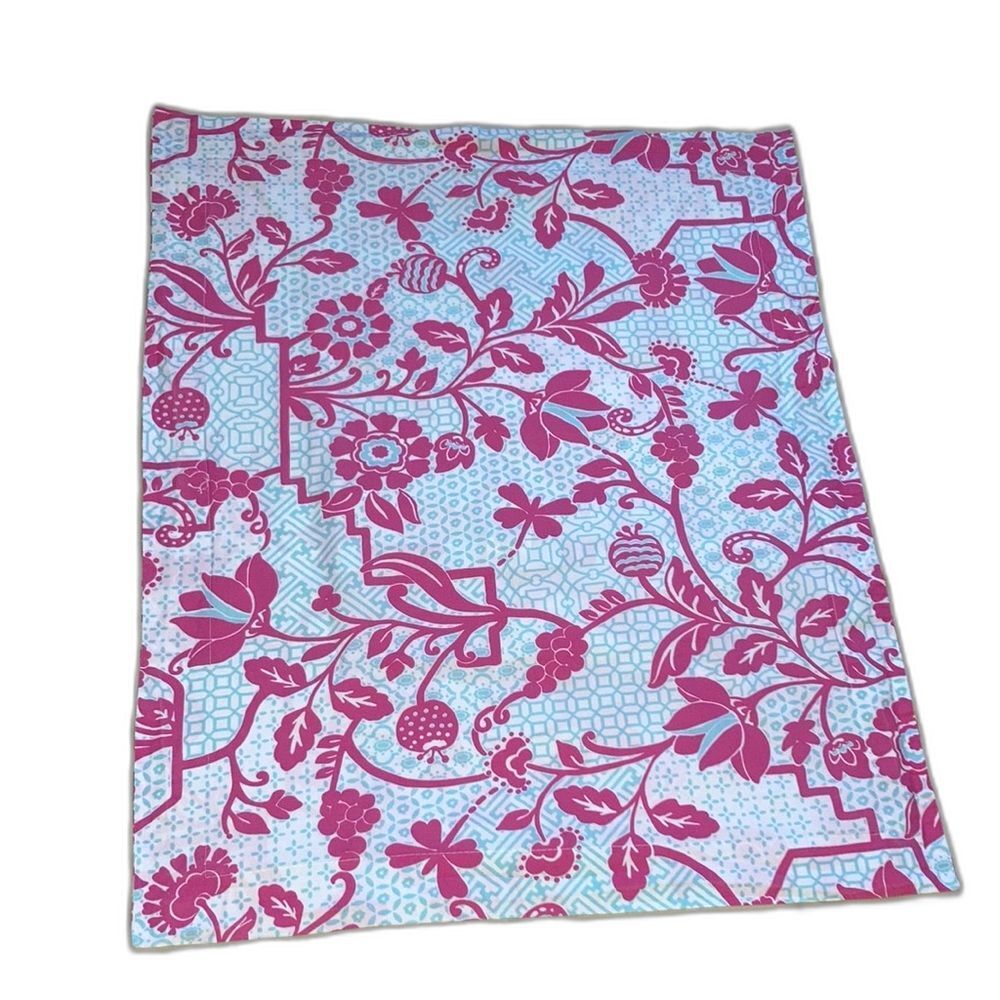 POTTERY BARN KIDS Royal Life Floral Pillow Sham Pink Blue White Organic Cotton